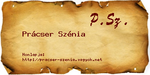 Prácser Szénia névjegykártya